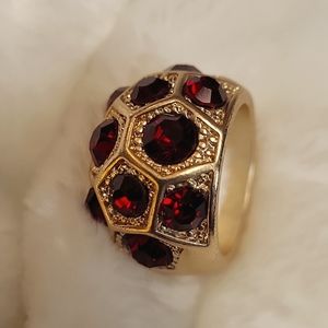 Chico's Size 9 Red and Goldtone Cocktail Ring